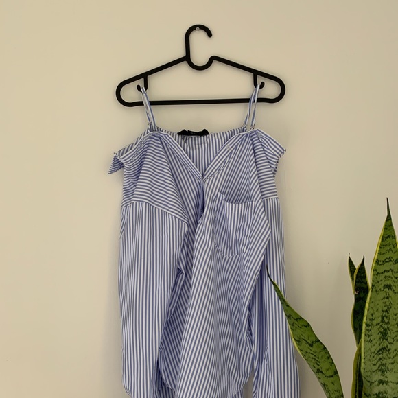 Off shoulder striped button down - Picture 2 of 5